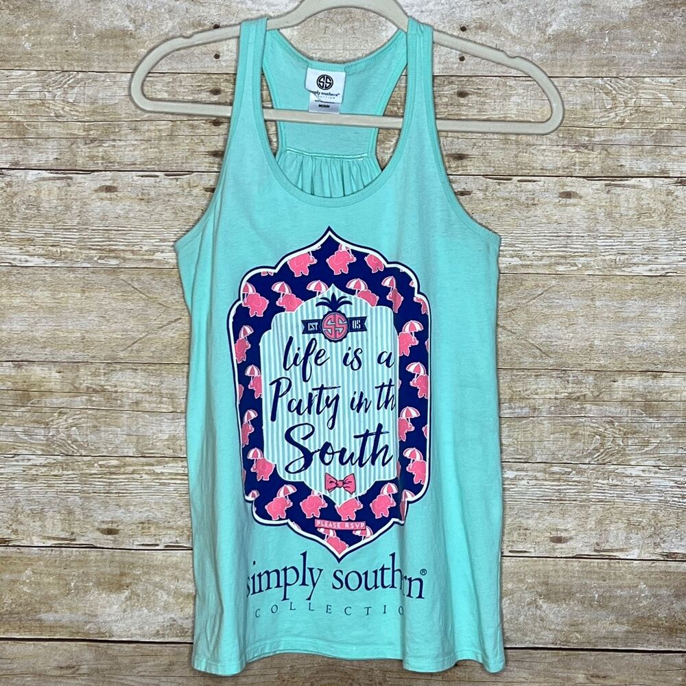 Simply Southern "Party In The South" Casual Everyday Wear Racerback Tank Medium